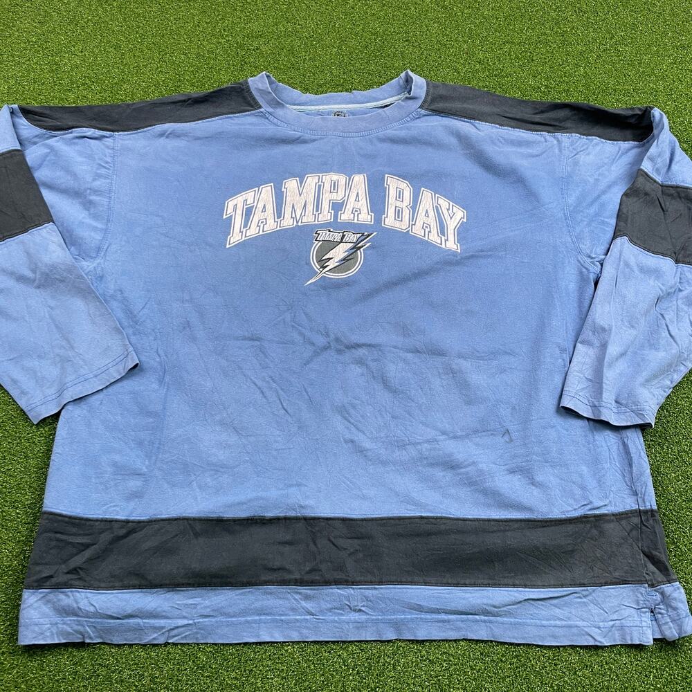 Y2K NHL Tampa Bay Lightning Hockey Blue Long Sleeve T-Shirt Sz XL